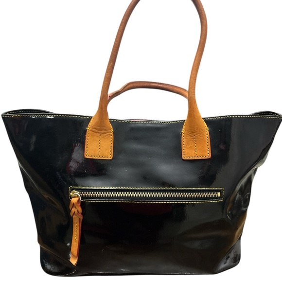 Dooney & Bourke Glossy Black Tote with Tan Accents - Picture 8 of 8